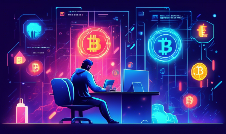 Create an image of a person sitting at a desk, carefully entering their debit card details on a secure cryptocurrency exchange website. The background should display various cryptocurrency symbols like Bitcoin, Ethereum, and Litecoin. The atmosphere should feel safe and professional, with padlock icons and a glowing Secure Transaction sign to emphasize security.