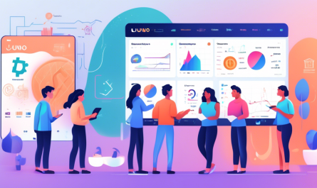 Create an image showcasing a friendly, educational scene where a diverse group of people are learning about cryptocurrency trading using the Luno platform. The setting should include computers and smartphones displaying the Luno interface, charts, and graphs. Include elements like a whiteboard with basic trading terms, and a mentor or instructor guiding the group. The atmosphere should be inviting and modern, emphasizing a supportive learning environment for beginners in cryptocurrency trading.