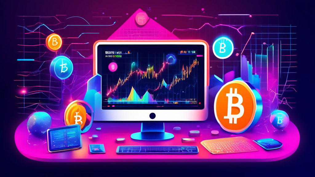 A highly detailed digital illustration of a futuristic trading platform displaying cryptocurrency charts and graphs. Screens show cryptocurrencies like Bitcoin, Ethereum, and others, with vibrant colors and dynamic lines. Traders, depicted with a mix of excitement and focus, interact with the platform on their computers and mobile devices. The background includes elements representing Webull, such as its logo and innovative interface, all set in a sleek, modern environment.