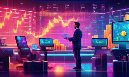 Create an image showing a futuristic stock market scene in 2024 with vibrant charts and holographic displays highlighting various cryptocurrencies. Include symbols of popular cryptocurrencies like Bitcoin, Ethereum, and emerging coins prominently. The background should be a high-tech financial hub with traders in modern attire interacting with digital interfaces.