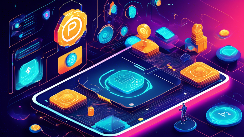 Create an illustration of a futuristic, yet accessible digital landscape showcasing the Gemini cryptocurrency platform. Include elements such as a user navigating the platform with ease on a sleek tablet, various digital currency icons, security features like locks and shields, and vibrant, engaging graphics that represent the dynamic world of cryptocurrency.