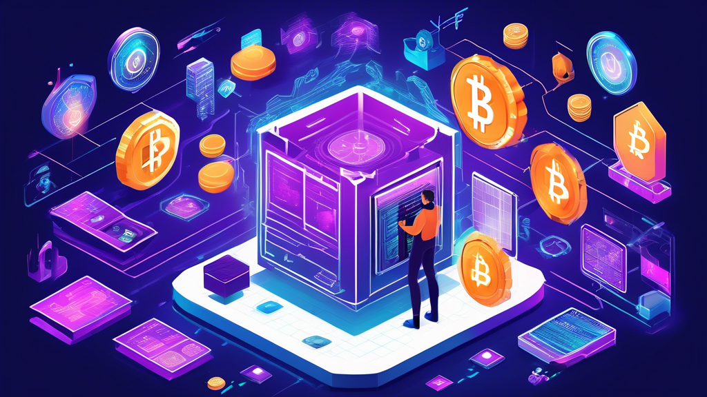 Create an image illustrating the concept of securing and managing digital assets in the world of cryptocurrency. Show a digital vault filled with various cryptocurrencies like Bitcoin, Ethereum, and others, with futuristic holograms and secure locks. Include a professional-looking person using advanced technology to manage these assets, surrounded by charts and graphs indicating strong protection measures and financial growth.