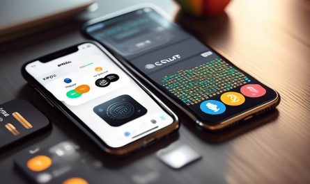 A sleek, modern smartphone displaying a cryptocurrency wallet interface with a variety of digital coins. The phone is positioned next to an Apple Pay logo, with a step-by-step infographic in the background illustrating the process of purchasing cryptocurrency using Apple Pay. The setting is a clean, tech-savvy environment, with a subtle futuristic ambiance.