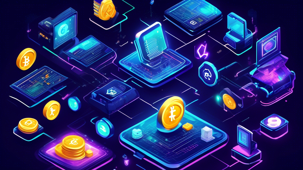 Create an illustrative image of the top crypto exchanges, showcasing platforms like Binance, Coinbase, Kraken, and Bitfinex as futuristic digital hubs surrounded by glowing cryptocurrency symbols like Bitcoin, Ethereum, and Litecoin. Include elements of advanced technology, secure trade systems, and sleek user interfaces to emphasize their reliability and innovation in the world of digital asset trading.