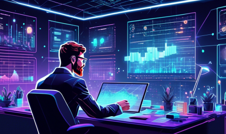 Create an image depicting a futuristic financial analyst in a modern office, surrounded by holographic charts and graphs of top cryptocurrencies recommended for 2023. The space is filled with symbols of popular cryptocurrencies like Bitcoin, Ethereum, and emerging ones, with a transparent touch-screen interface displaying upward trends and expert insights.