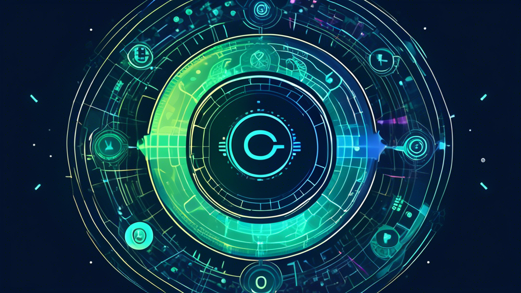 Create an illustration that visualizes the concept of Circle Crypto, featuring abstract representations of digital currency and blockchain technology. Incorporate futuristic elements, such as holographic interfaces and interconnected networks, to convey the complexity and innovation of cryptocurrencies. Include circular motifs that symbolize the continuous and decentralized nature of Circle Crypto, and infuse a color palette of blues and greens to suggest digital sophistication.